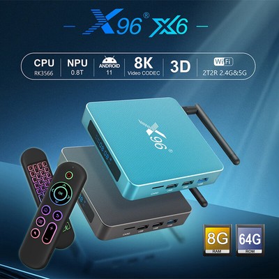 X96 X6 8K Android 11.0 Bluetooth 8GB/64GB 64 bit Dual WiFi Smart Antenna TV Box
