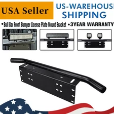 Bull Bar Front Bumper License Plate Mount Bracket Led Work Light Holder Offroad