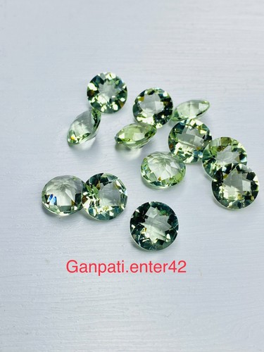GREEN AMETHYST ROUND CHECKERBOARD CUT 10x10 MM CALIBRATED SIZE LOOSE GEMSTONE E - Picture 3 of 6