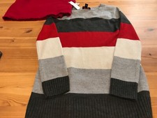 IZ BYER Girl Sweater Girls Size Large 14 Red, Gray with scarf NWT