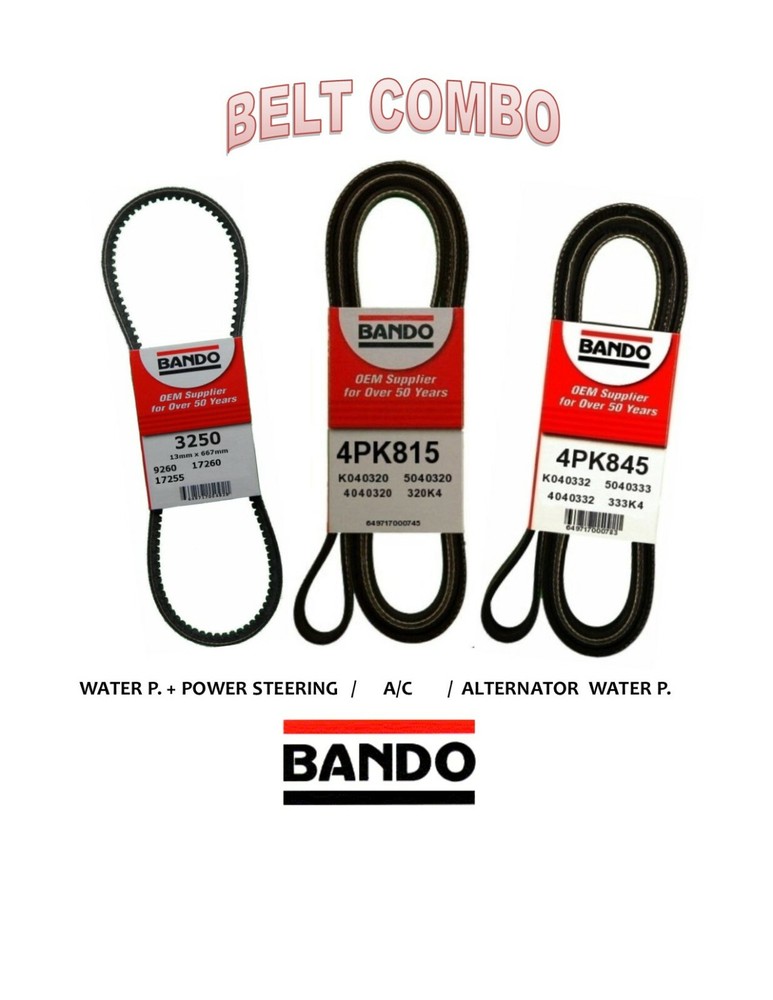 Drive Belt Kit fits Hyu Accent 2001-2005 1.6L Alternator/ACompre/Power Steering
