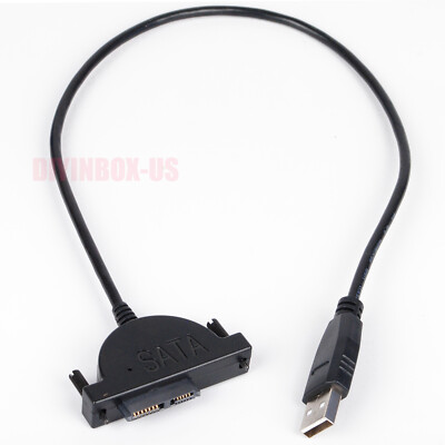 SATA Slimline to USB 2.0 Adapter Cable for Laptop CD DVD Rom Drive 7+6 13Pin