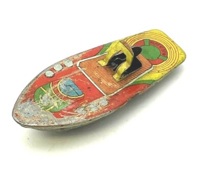 日本製魚雷ボート、ブリキ 骨董 Vintage Tin Litho Metal Toy