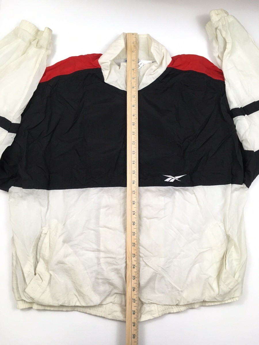 Vtg 90s Reebok Windbreaker Jacket Color Block Logo Striped