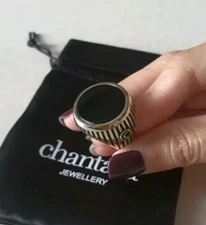 Black Onyx Ring Genuine Stone Signet Handmade Super Chic Jet black Fashion
