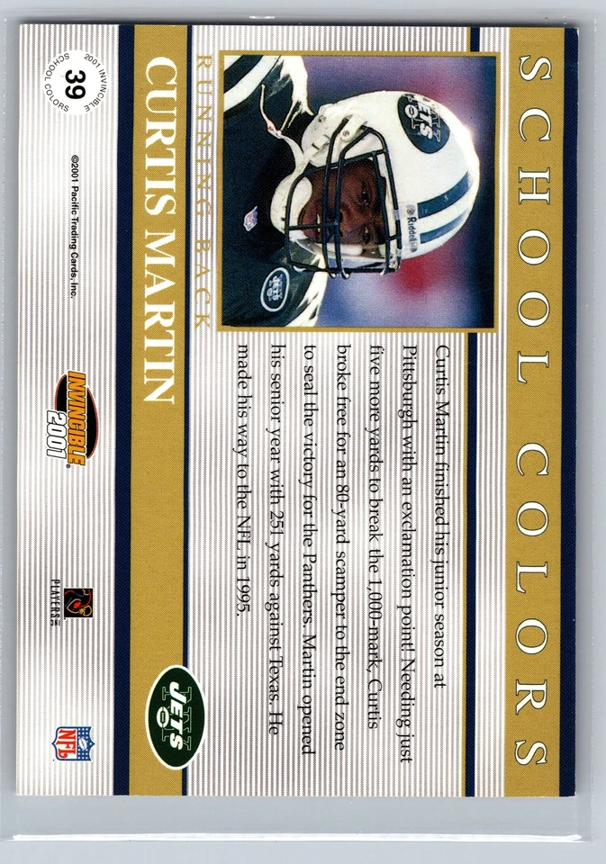2001 Pacific Invincible #39 Curtis Martin School Colors #/2750 - Image 2 of 2