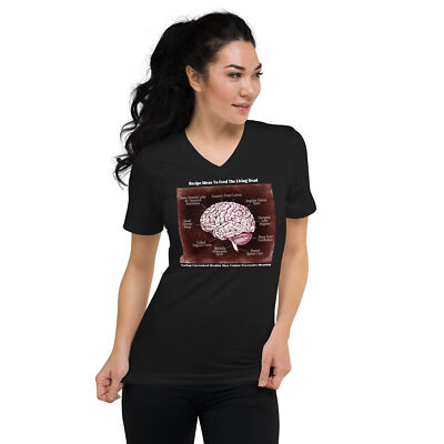 Recipe Ideas to Feed The Living Dead Zombie Unisex Short Sleeve V-Neck T-Shirt