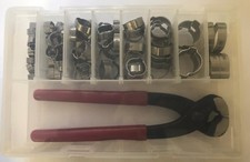 O clip kit 96 double ear o clips STAINLESS STEEL & side closing pincers