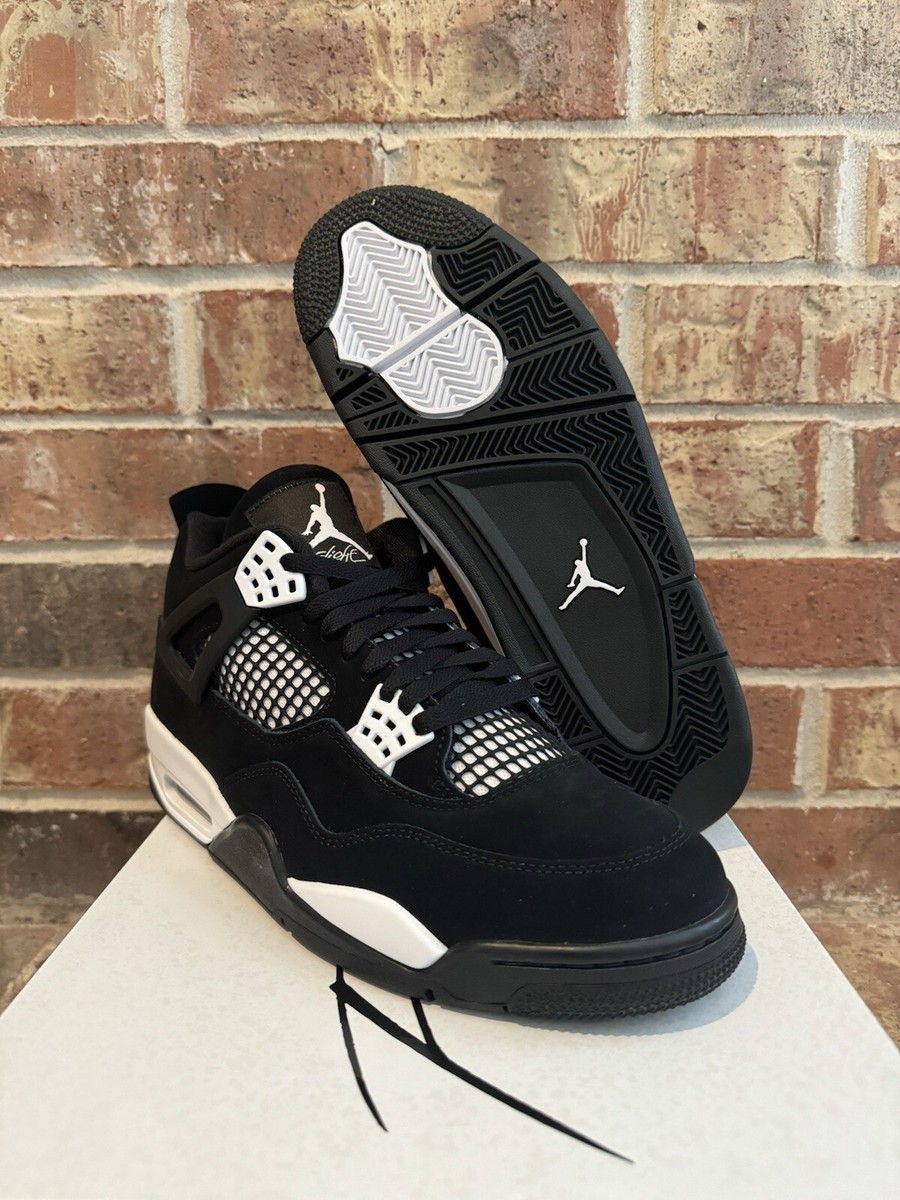 New 10.5 Nike Air Jordan 4 Retro Black White Thunder IV FQ8138-001