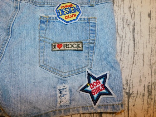 VANILLA SHORTS VTG Y2K DENIM SHORTY PATCHES WOMENS JUNIORS 11 - Picture 6 of 7