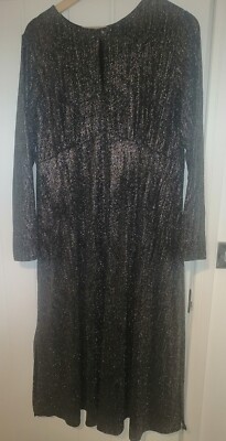 Wallis Black, Gold and Silver Glitter Dress Used Size 18 UK