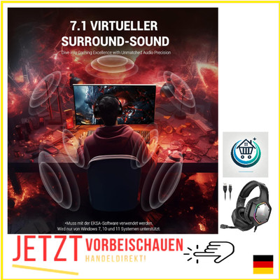 EKSA E1000V2 Gaming Headset mit 7.1 Surround Sound und RGB-Licht