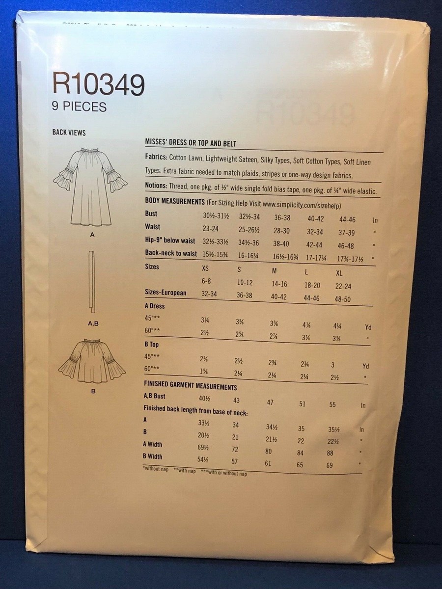 【新作からSALEアイテム等お得な商品満載】 MISSES Simplicity DRESS Size (S9012) R10349 BELT WITH TOP OR 裁縫材料