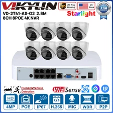 Vikylin Security System 8CH NVR IR Starlight 4MP Security IP Camera Mic Home Lot
