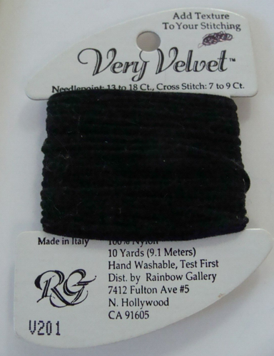 NEW Rainbow Gallery Very Velvet Needlepoint Cross Stitch Black V201 10 yds