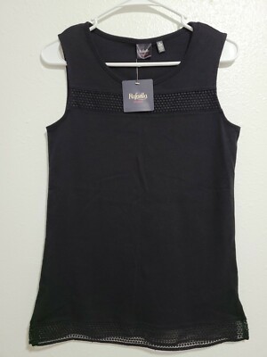 NWT Rafaella STUDIO Women's Blouse Sleeveless Scoop Neck Black Color.Size S