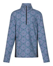 Kerrits Kids Rail Side Quarter Zip Tech Top Print - Iris Starlight