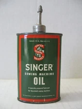 VTG 3 Oz Tin Can Lead Top Singer Sewing Machine Oil #120861 Advertising - EMPTY