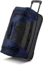Andante 2 Wheeled Rolling Duffel Bag, Navy/Black, 22-Inch