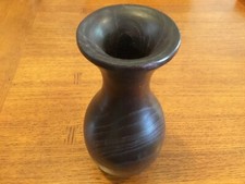 Solid Wood Hand Turned Vase 10 inch Mahogany Color