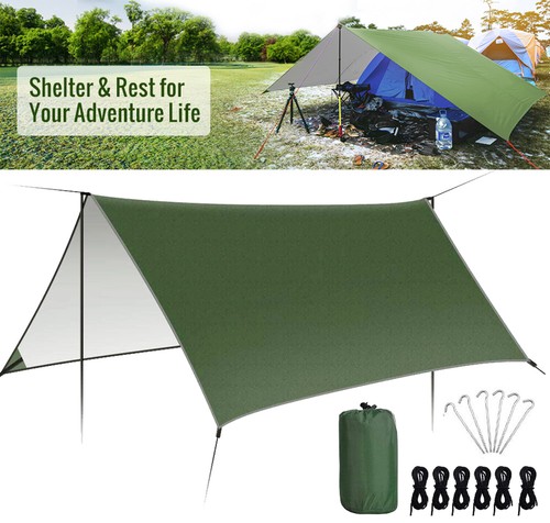 3x3m Camping Tent Tarp Hammock Rain Fly Waterproof Hiking Backpacking Shelter - Picture 2 of 20