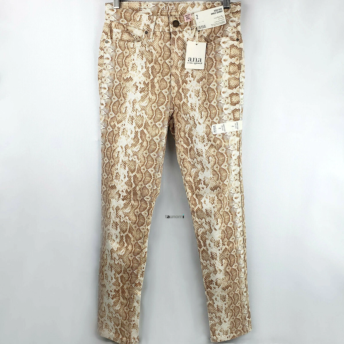 a.n.a. Reptile Print High Rise Ankle Skinny White Brown Snake Jean