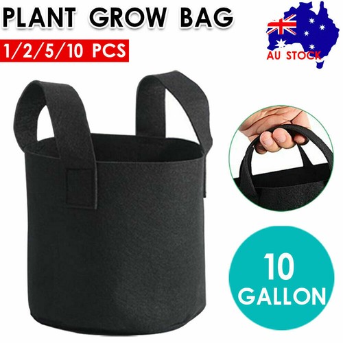 Black Fabric Plant Pot Breathable Grow Bags 3 5 7 10 Gallon Planter Basket AU - Picture 16 of 16