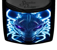 Neon Metallic Purple Eyed Evil Dragon Hood Truck Wrap Vinyl Car Graphic Decal