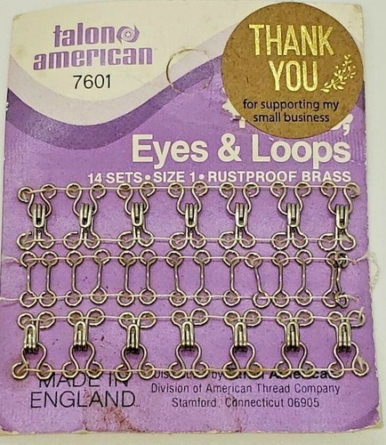 Vintage 2 Cards, Talon American Hooks, Eyes and Loops Size 1 & 3, made England - Picture 2 of 4