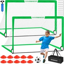 Kids Soccer Goals for Backyard Set - 2 of 6x4 ft Portable Goal Green 