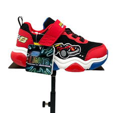 Skechers Toddler Boys Light-up Athletic Shoes Size 7 Slip-on Sneakers Black Red