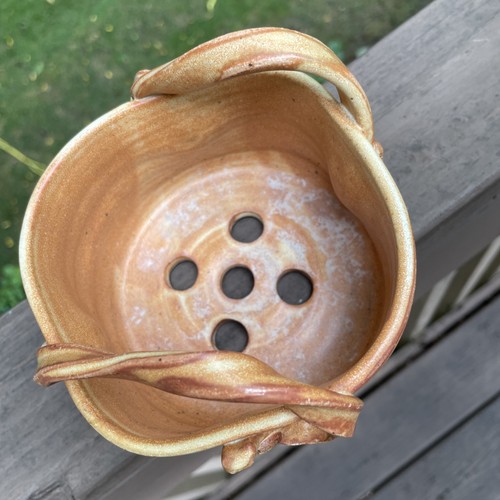 ChingWenArt Pottery Planter 4”T 5”W Handmade Stoneware w Handles Signed Lovely! - Picture 3 of 8