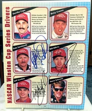 DALE EARNHARDT SR.--JEFF GORDON--BILL ELLIOTT SIGNED RACING PROGRAM ROSTER PAGE