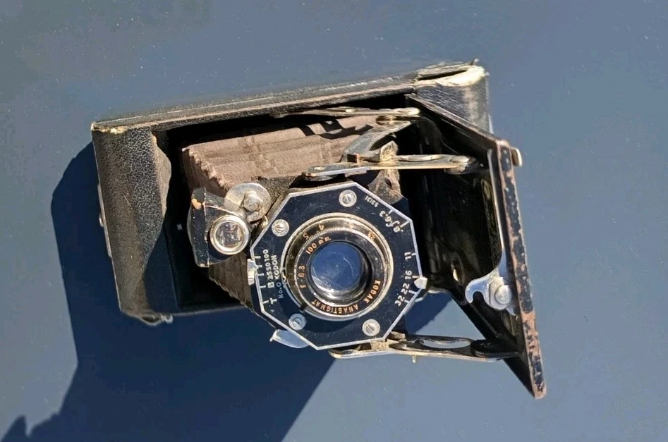 Kodak Junior Six-20 620 Film Rouleau + Étui D'origine en Cuir Petite Défaut - Photo 4/4