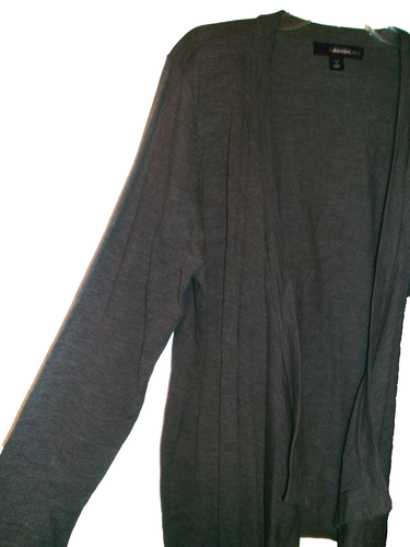 Denim 24/7 Cardigan Sweater Plus Size 1X (22/24) Dark Gray Draped Open Acrylic - Picture 6 of 10