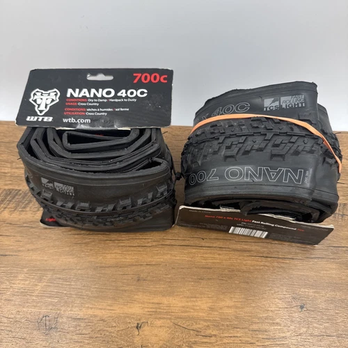 PAIR - WTB Nano 40 Tire 700 x 40 TCS Tubeless Fast Rolling Gravel Bike Black NEW