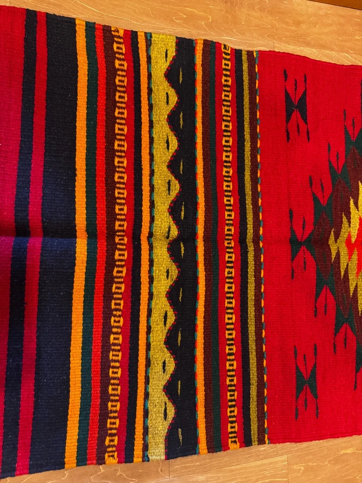 Tapete de corredor vintage grande Zapotec tecido à mão de lã - Imagem 4 de 4