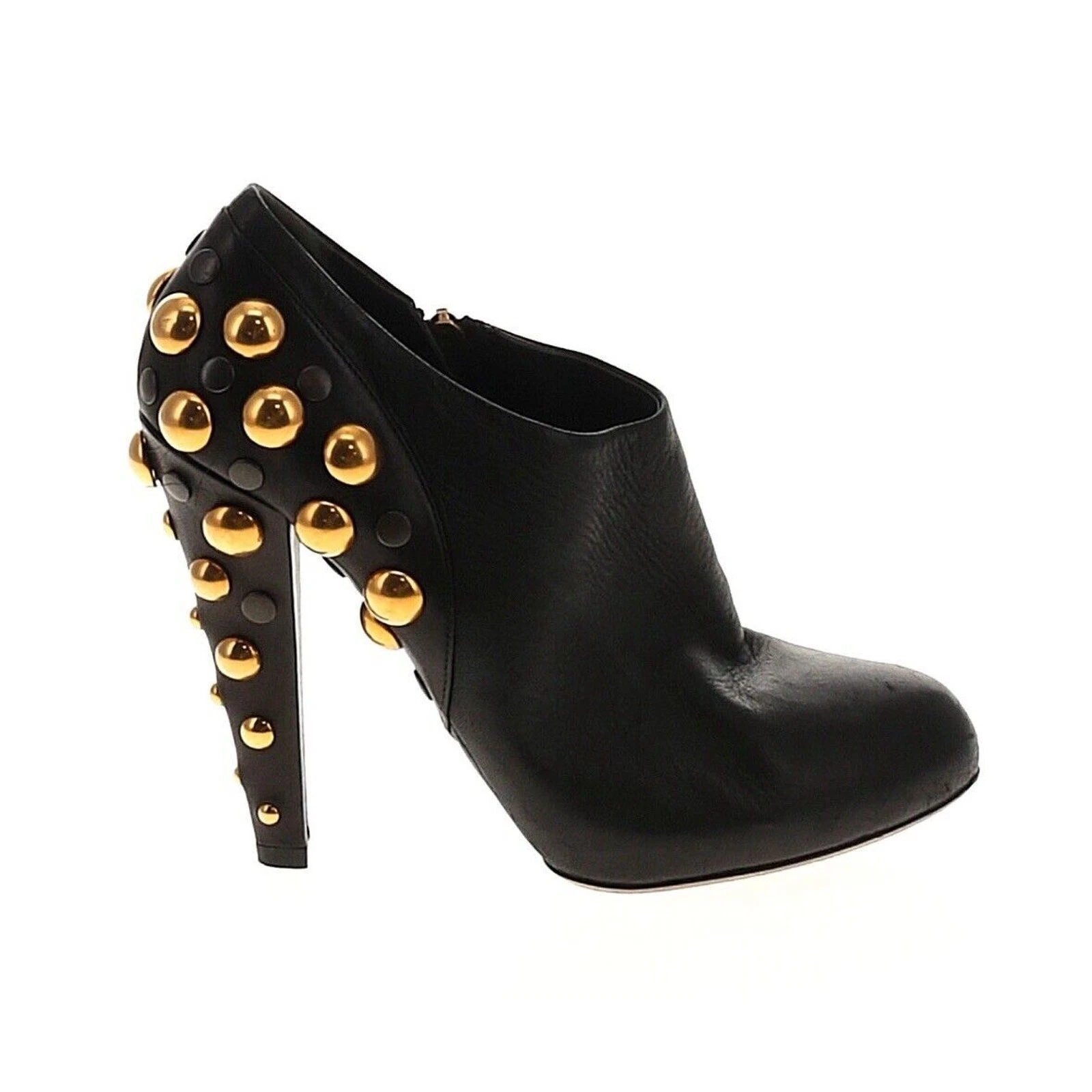 Bottines authentiques Gucci Babouska en cuir noir cloutées dorées pointure 39,5