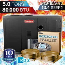 Goodman 5 Ton 80000 BTU AC Gas Package Unit System Central Air Conditioner Kit