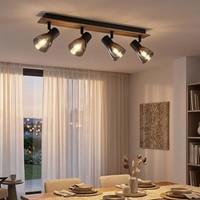 LED Deckenlampe Glas Rauchfarben Deckenstrahler Spots Verstellbar Schwarz L 50Cm