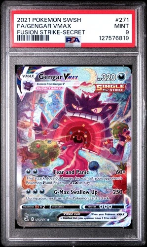 2021 POKEMON SWORD & SHIELD FUSION STRIKE SECRET #271 FULL ART/GENGAR VMAX PSA 9