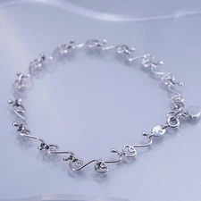 Silpada A0823 Sterling Silver 925 Heart Swirling Link bracelet Anklet