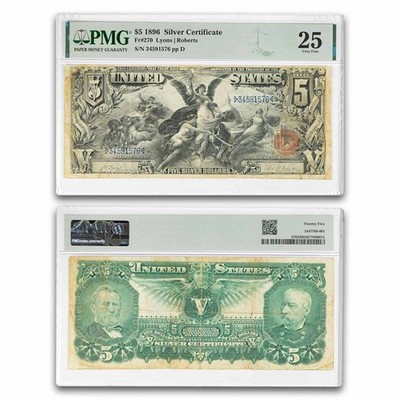 vintage an・an no.25 1896 $5.00 Silver Certificate Educational VF-25 PMG (Fr#270) | eBay