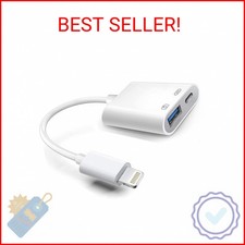 Lightning to USB Camera Adapter with Charging Port, Apple MFi Certified OTG Dong