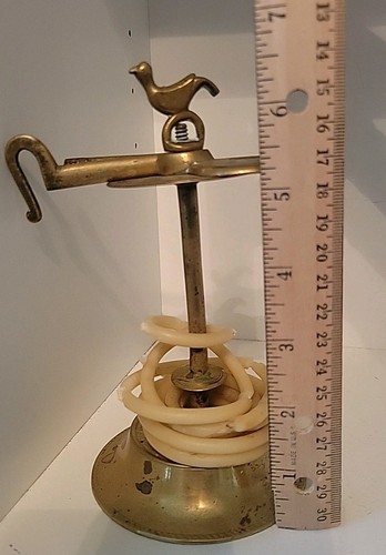 Antique Brass Wax Jack Taper Patina Bird Duck Finial Primitive - Picture 17 of 22