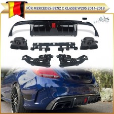 Schwarz Heckdiffusor Spoiler für Mercedes W205 2014-18 Stoßstange Auspuffblenden Schwarz Heckdiffusor Spoiler für Mercedes W205 2014-18 Stoßstange Auspuffblenden
