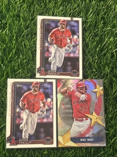 Lot of 3 Mike Trout Cards 2025 Topps 2 Base 1 Stars of MLB Los Angeles Angels