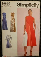 Simplicity 9886 R12017 Fitted  Flare Dress w Pockets Length Sleeve Var. 4-12  UC
