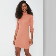 Womens Wild Fable Long Sleeve Ribbed Bodycon Dress Size M Peach