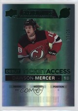2021-22 Credentials Debut Ticket Access Green /25 Dawson Mercer #128 Rookie RC